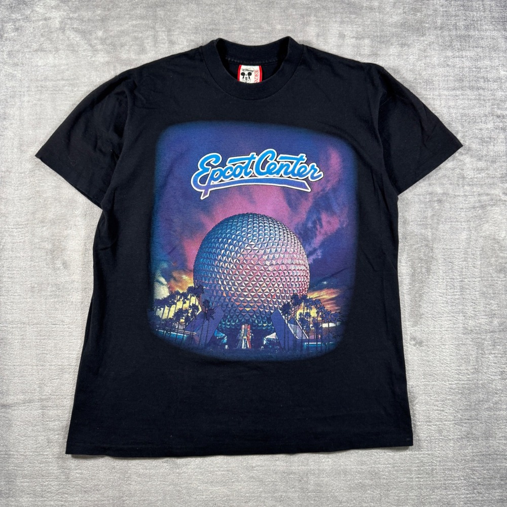 Disney Epcot Center Shirt Men Medium Black Vintage 90s Single Stitch USA